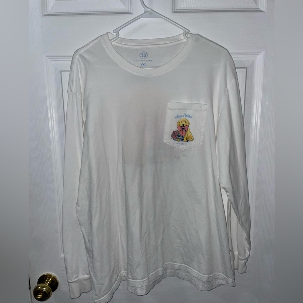 LAUREN JAMES WHITE LONG SLEEVE GOLDEN RETRIEVER SHIRT SIZE XXL